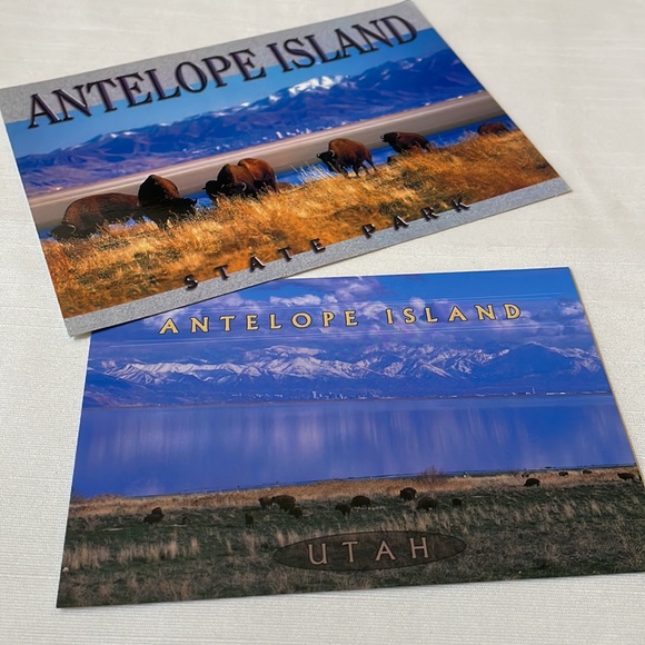 Set of 2 post cards unused new travel Utah Antelope Island state park - Picture 8 of 8